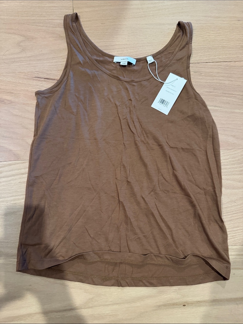 NWT Vince Brown Scoop Neck Cotton Tank XS